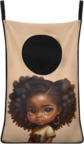 Miniatura 18 de Cesto de lavandería para colgar sobre la puerta de las niñas negras africanas, cesta de lavandería para mujeres afroamericanas, cesta para ahorrar