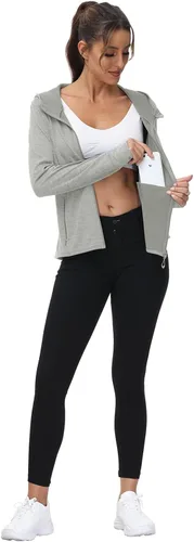 Miniatura 43 de TBMPOY Chaquetas con capucha y protección solar UPF 50+ para mujer, ligeras, de manga larga, para senderismo, exteriores, con cremallera completa