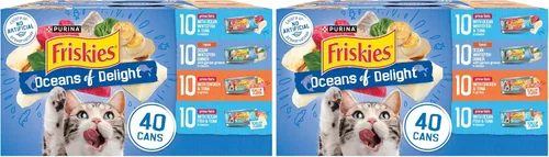 Miniatura 12 de Purina Friskies - Paquete variado de alimentos húmedos para gatos, Oceans of Delight en copos y filetes Prime (paquete de 40), latas de 5.5 onzas