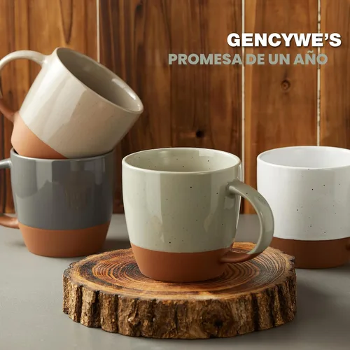 Miniatura 7 de Juego de 6 tazas de café de cerámica en color Morandi (grandes), tazas de café de 18 oz con asa, taza de café con leche, taza grande para mujeres
