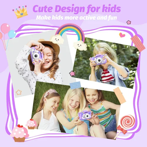 Miniatura 5 de Cámara para niños mejorada, regalos de Navidad y cumpleaños para niñas y niños, cámara de video digital selfie de 1080P HD para niños pequeños