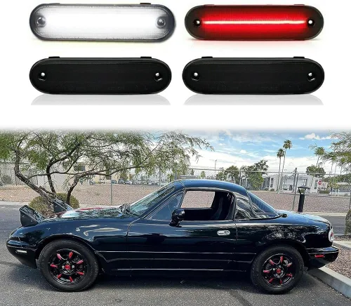 Miniatura 13 de Conjunto de carcasa de luz de marcador lateral de lente roja ámbar delantera y trasera compatible con lámpara de parachoques Fender Fender 1990-2005