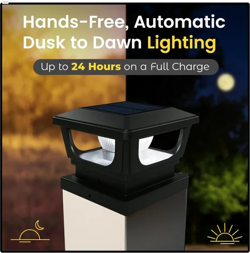 Miniatura 3 de Brighticonic Luces solares para tapa de poste para exteriores de 4 x 4, 3 x 3 – Luces de poste de encendido/apagado automático alimentadas por
