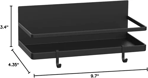 Miniatura 7 de Estante magnético para especias, estante magnético fuerte con 2 ganchos extraíbles, ahorro de espacio perfecto para cocinas pequeñas/apartamentos