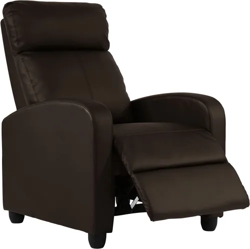 Miniatura 9 de HCY Silla reclinable de masaje acolchada con asiento ancho, sofá individual con reposapiés, piel sintética para sala de estar, cine en casa (negro)