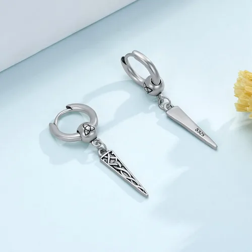 Miniatura 3 de Aretes vikingos nórdicos para hombre, plata de ley 925, aretes colgantes vikingos negros, joyería vikinga nórdica, regalos para hombres