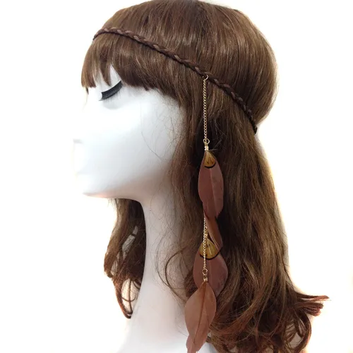 Diadema con borlas bohemias para mujer, diadema de plumas hippie hecha a mano, tocado indio, diadema para el cabello, tocado, accesorios para el