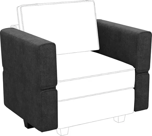 Miniatura 17 de Belffin Sofá seccional modular de tela, apoyabrazos, respaldo, módulo, parte seccional lateral, reposabrazos/respaldo (juego de 2), gris oscuro