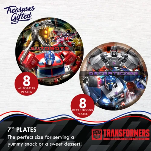 Miniatura 3 de Treasures Gifted Suministros para fiestas de Transformers con licencia oficial, sirve para 16 invitados, juego de vajilla para principiantes