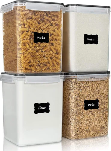 Miniatura 13 de Vtopmart Contenedores de almacenamiento de alimentos de 2.5 litros/84.5 onzas, 4 recipientes herméticos de plástico sin BPA para harina, azúcar