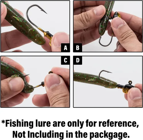 Miniatura 6 de Dr.Fish Paquete de 10 Cabezas de Jig para Swimbait, Cabezas de Jig de Pesca en Agua Salada Ojos 3D Anzuelos de Acero de Alto Carbono Señuelos de Rojo