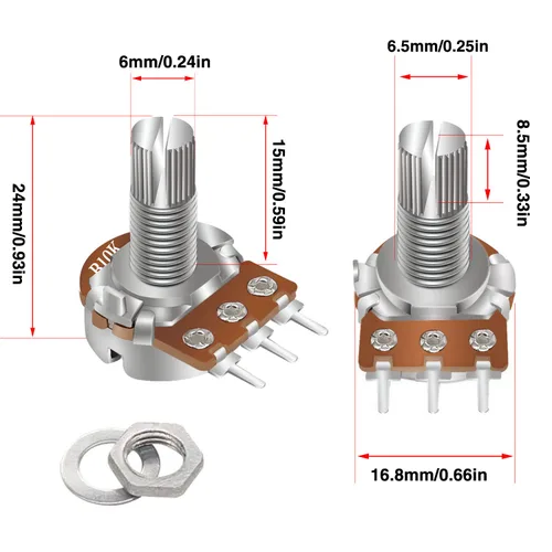 Miniatura 3 de Taiss Kit de potenciómetro de 40 piezas con perillas giratorias, WH148 B1K 2K 5K 10K 20K 50K 100K 250K 500K 1M Ohm Potenciómetros Surtido
