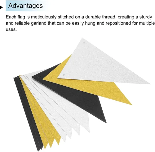 Miniatura 4 de MECCANIXITY Guirnalda de papel con purpurina de 10 pies para colgar banderines dorados, plateados, negros, brillantes para Navidad, despedidas