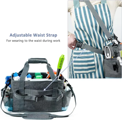 Miniatura 3 de Caddy de Limpieza para Suministros de Limpieza, Organizador con Bolsillos para Artículos Esenciales de Limpieza del Hogar, Organizador de Limpieza