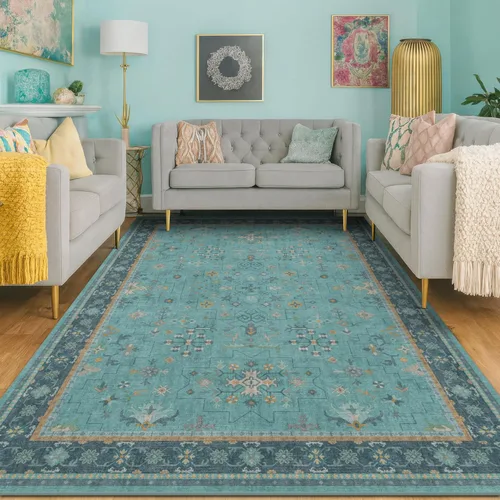 Miniatura 111 de Alfombra Boho Negra para Sala de Estar - Alfombra de Área Lavable de 10x14 Pies, Alfombras de Comedor para Debajo de la Mesa, Alfombra Suave de Pelo