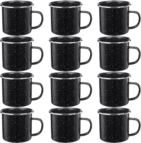 Miniatura 8 de 6 tazas de camping esmaltadas pequeñas, tazas de café, tazas de té, tazas de té portátiles vintage para fogata, tazas de campamento a granel con asa