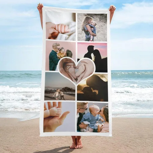 Miniatura 17 de Shapoo Toalla de playa con foto personalizada, foto personalizada/fondo/texto, divertida toalla de baño de microfibra personalizada para Una foto