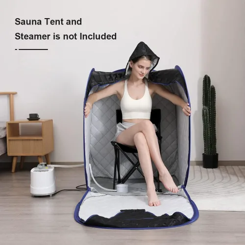 Miniatura 7 de Smartmak Silla de sauna plegable rápida, reforzada, adecuada para sauna, playa y picnic, color negro