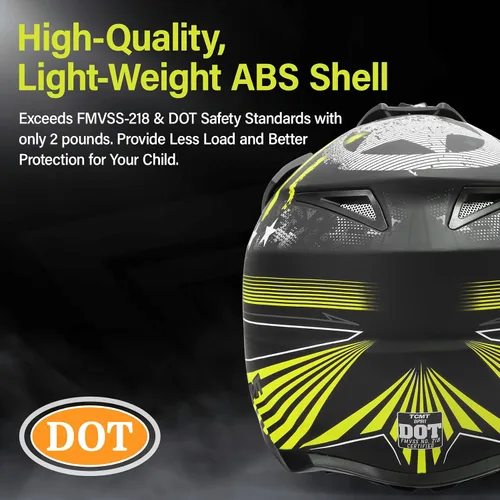 Miniatura 2 de XFMT DOT - Casco de motocicleta de cara completa para adultos, para motocross, ATV todoterreno, BMX, con estrella negra y amarilla, talla XL