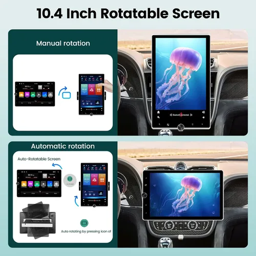 Miniatura 6 de 2G+64G Solo DIN Android Car Stereo 10.4 pulgadas Rotatorio Vertical Pantalla Táctil Radio con Carplay Inalámbrico y Android Auto/EQ