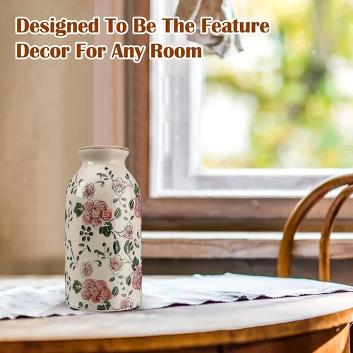 Miniatura 6 de Jarrón pequeño de cerámica rústico para casa de campo, jarrones bohemios, decoración del hogar para tu cocina, dormitorio, oficina, baño y estante
