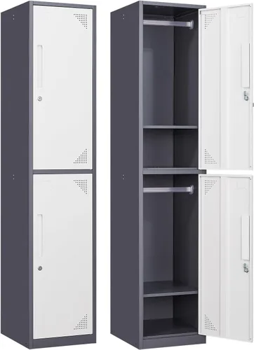 Miniatura 20 de Casillero de Metal para el Hogar, Vestidor, Gimnasio, Casilleros de Almacenamiento de Acero de 65.98" para Empleados, Gabinete con Cerradura con 1