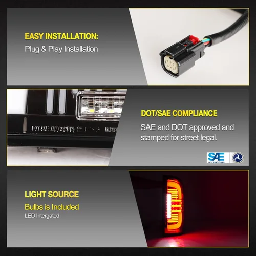 Miniatura 7 de Luces traseras para Chevy Colorado 2015-2022 - Luces traseras de tubo LED completo para 15-22 lámparas de freno Colorado lente negra transparente 1