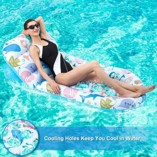 Miniatura 7 de Paquete de 2 flotadores de piscina para adultos, flotadores de piscina Instaywell con respaldo ajustable, balsas flotantes, hamaca de agua