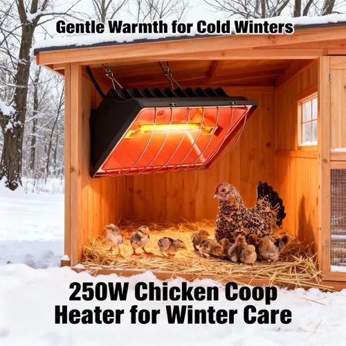 Miniatura 2 de Paquete de 2 calentadores de gallinero de 250 W para perrera, cama para gatos, reptiles e incubadoras, 2 modos de calentamiento para gallinero