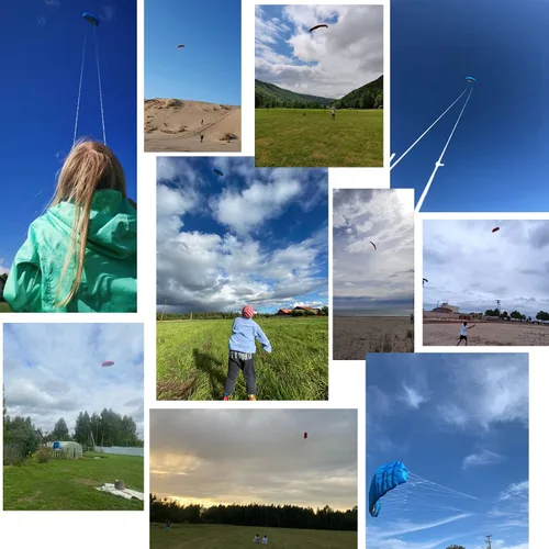 Miniatura 6 de HENGDA KITE 2.5m Dual Line Stunt Parafoil Kites Soft Stunt Kite for Beach Blue with Flying Tool