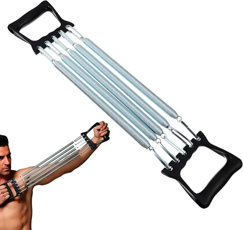 Kisangel Expansor de pecho con 5 resortes ajustables, entrenador de resistencia para fuerza de brazos y músculos, equipo portátil de gimnasio en