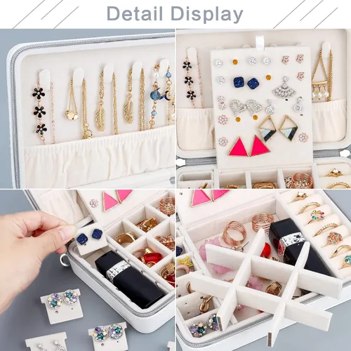 Miniatura 4 de DesignSter Joyero pequeño Estuche de joyería de viaje de piel sintética organizador de joyas soporte de almacenamiento para collares, aretes