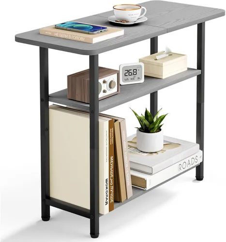 Miniatura 8 de SLEEPING LAMB Mesa auxiliar para sala de estar, mesa auxiliar de 3 niveles para espacios pequeños con superficie de almacenamiento amplia, mesita