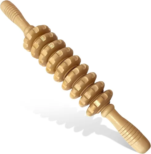 Miniatura 15 de Rodillo de masaje de terapia de madera con puntos de activación miofasciales de liberación, herramienta de masajeador para reducción de celulitis