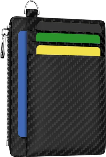 Miniatura 53 de Hancynir Cartera delgada para mujer con soporte para tarjetas de crédito RFID, pequeña mini funda para tarjetas con bolsillo frontal de PU, cartera