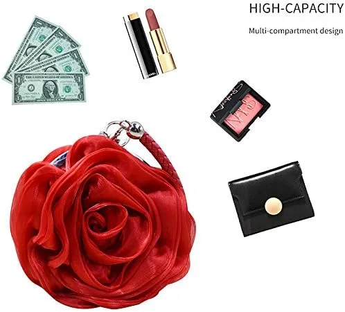Miniatura 5 de Buddy - Bolso de mano de satén suave para mujer, con forma de rosa, para boda, fiesta