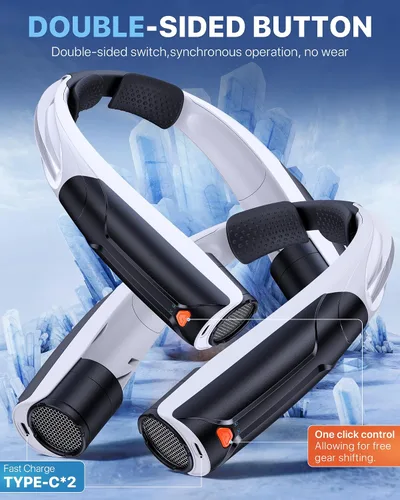 Miniatura 8 de AaoLin Ventilador de cuello portátil con batería de 6000 mAh, USB-C recargable, ventilador personal negro manos libres 6 velocidades, 6-20 horas