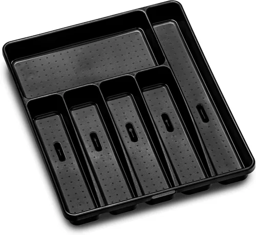 madesmart Bandeja de cubiertos de alta calidad, organizador de cubiertos de 6 compartimentos para tenedores, cuchillos y cucharas, antideslizante,