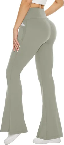 Miniatura 164 de TNNZEET Leggings acampanados negros para mujer, pantalones de yoga cruzados con bolsillos, corte de bota, leggings acampanados