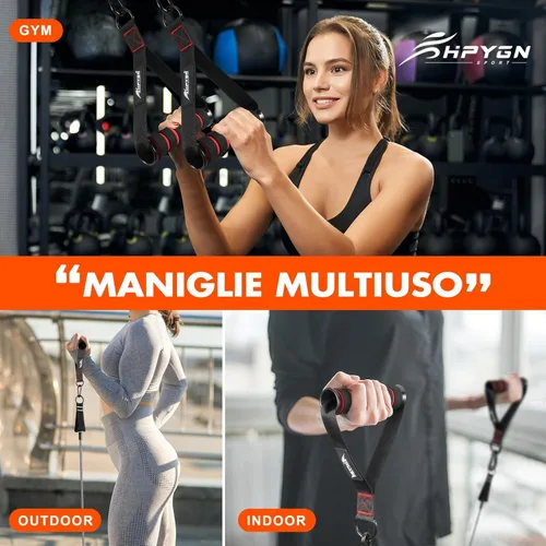 Miniatura 9 de HPYGN Mango de ejercicio, equipo de fitness de repuesto para pilates, yoga, entrenador de fuerza, gimnasio en casa extraíble, rojo, gris, azul mango