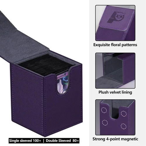 Miniatura 3 de Caja de cartas de juego para Commander Deck Box con 2 divisores, caja de almacenamiento de tarjetas para más de 100 tarjetas de una sola manga