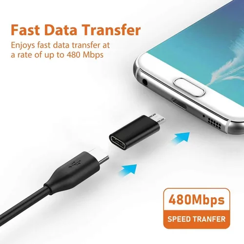 Miniatura 2 de Adaptador USB C hembra a micro USB macho (paquete de 2), adaptador micro USB a USB C, cargador rápido, cable de alimentación, extensor de tira