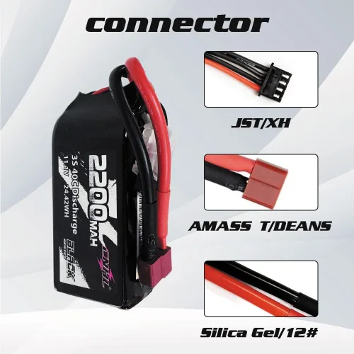 Miniatura 2 de CNHL Batería Lipo de 2200 mAh 3S 40C 11.1V Batería lipo corta con enchufe en T para avión a control remoto, coche, vehículos RC, barco, dron, FPV