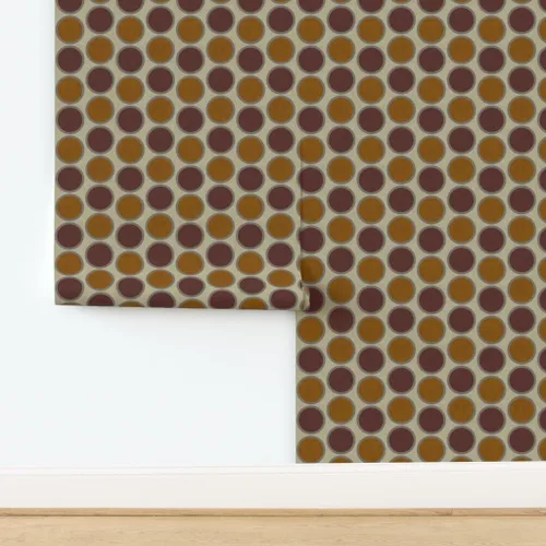 Miniatura 4 de Removable Wallpaper Swatch - Mod Circles Brown Dot Custom Pre-Pasted Wallpaper by Spoonflower