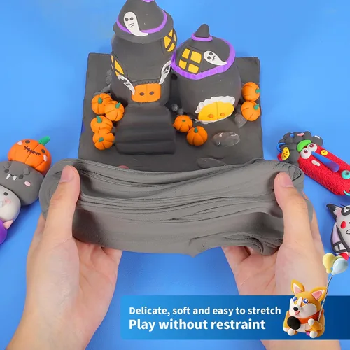 Miniatura 2 de iFergoo Arcilla Seca al Aire Gris, Arcilla para Modelar Creativa DIY para Niños, Arcilla Mágica Super Ligera para Niños de 3 a 12 Años, Arcilla