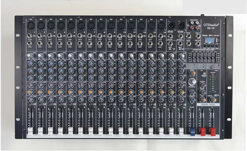 GTD-Audio Amplificador de potencia profesional de 16 canales Mezclador de potencia Amplificador DJ, USB, EQ, efecto