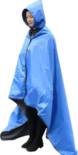 Miniatura 21 de DUKUSEEK - Manta de camping portátil para exteriores con capucha, manta grande plegable para mochileros con capucha para estadios, edredón ligero