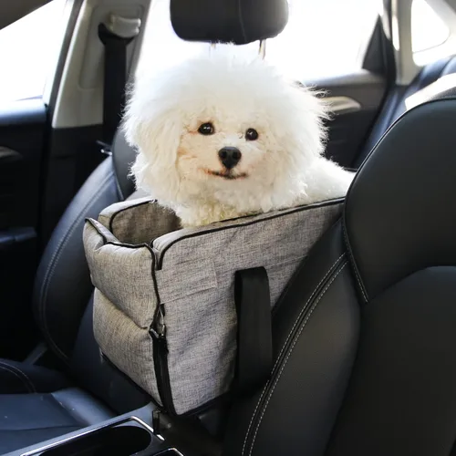 Miniatura 8 de Asiento elevador de seguridad para mascotas, asiento de automóvil con consola central para perros pequeños, gatos, asiento elevador para A cuadros