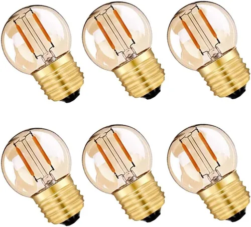 Bombilla LED G40 G14.5 E26 ámbar de 1 W, bombilla Edison de bajo vatio, 10 W, blanco cálido, 2200 K, bombilla LED vintage para ventilador de techo,
