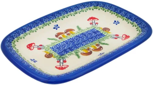 Miniatura 20 de Auténtico plato de cerámica polaca de 10 pulgadas en diseño amarillo hecho a mano en Bolesławiec Polonia por Ceramika Bona + certificado